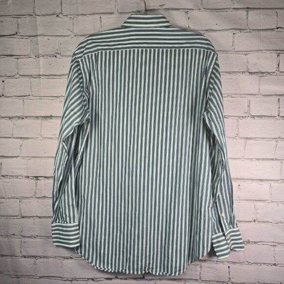 JACK STONE BY THOMAS DEAN MEN'S LONG SLEEVE STRIPED BUTTON DOWN PLAID CUFF LARGE - Picture 5 of 6